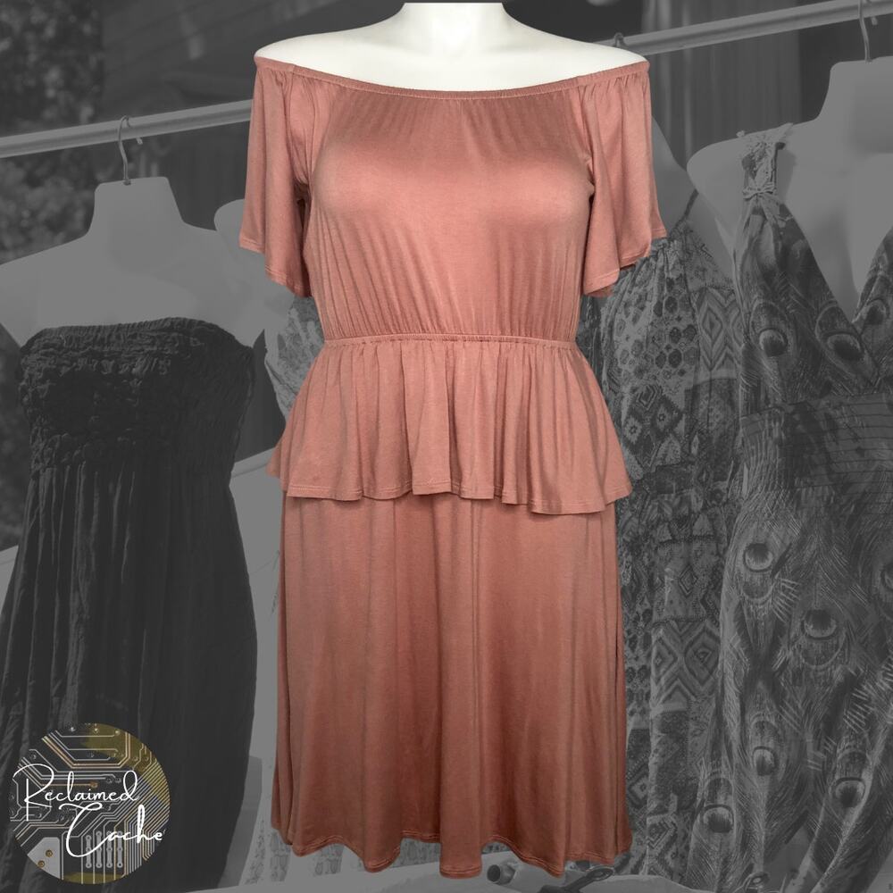 Twenty Ten Blush Off the Shoulder Tiered Dress - Size Large